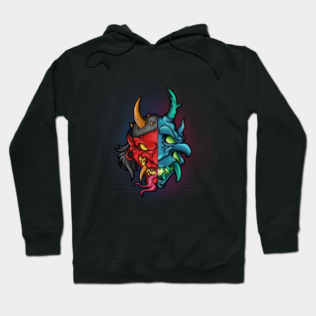 two-faced demon Hoodie by Apelseenty